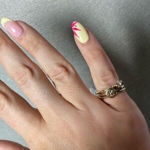 Bansri Womens K Initial 3 Ring Stack Gold Tone Gemstone size 6